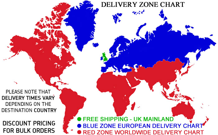 United Kingdom, Europe and Worldwide Delivery Chart
